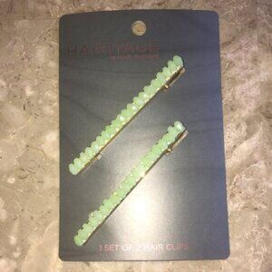 Hairitage Beaded Stylish Hair Clips Mint, 2 PC